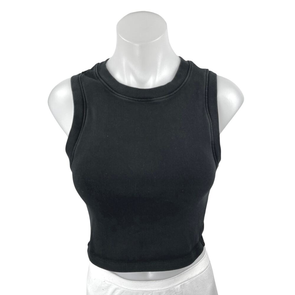 Zara Black Rib Knit Sleeveless Racerback Cami Camisole Crop Sweater Tank Top L
